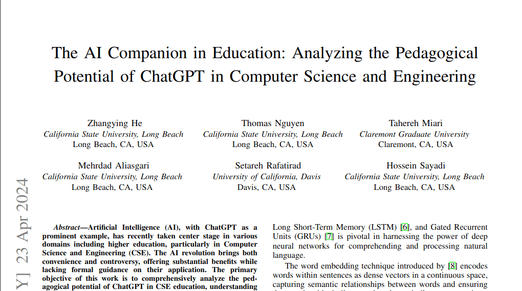 The AI Companion in Education: Analyzing the Pedagogical Potential of ChatGPT in Computer Science and Engineering